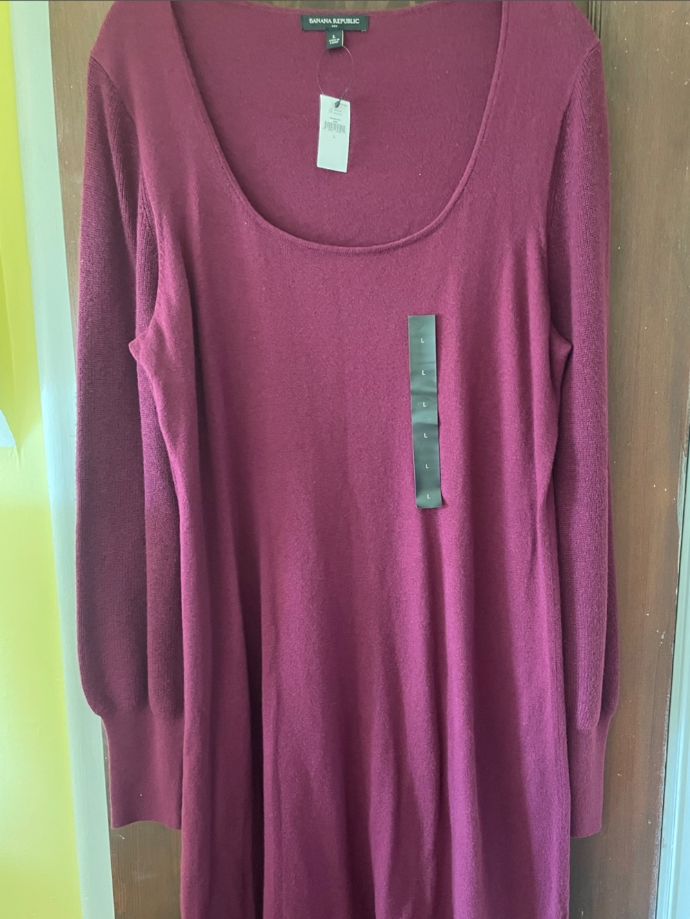 Banana Republic Long Sleeve Scoopneck Dress - Berry Plum